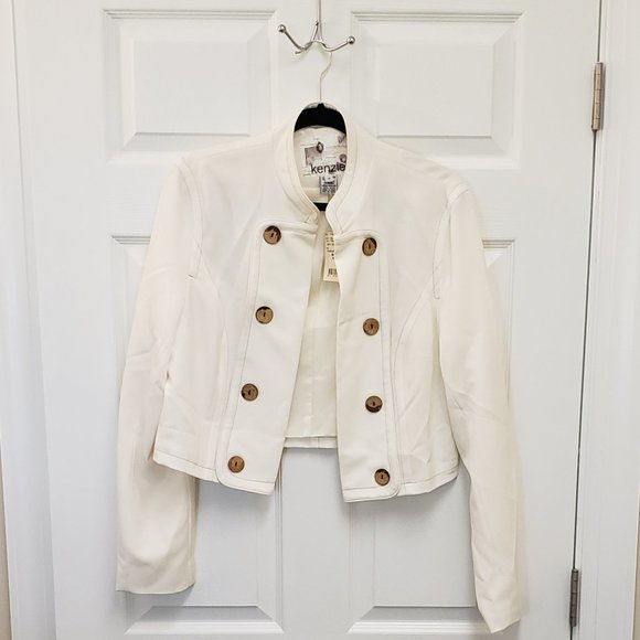 kenzie Jackets & Blazers - Kenzie, NWT, cropped military style cream color open jacket cardigan,  14